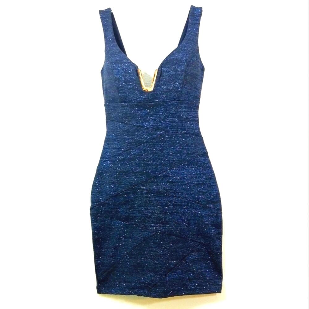 Emerald Sundae shimmering blue body con dress S